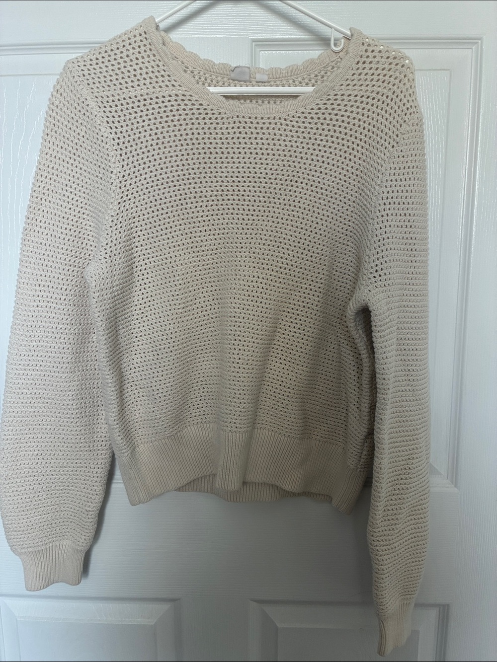 GAP Cream Open-Weave Crewneck Sweater
